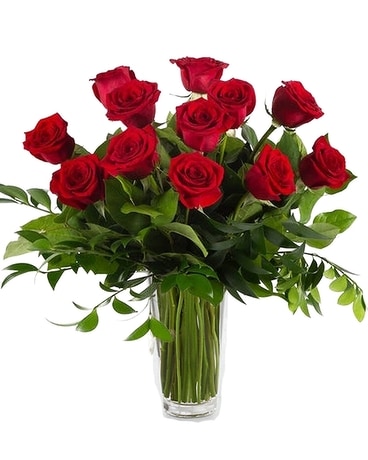 One Dozen Red Roses Flower Arrangement