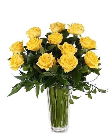 One Dozen Yellow Roses Flower Arrangement